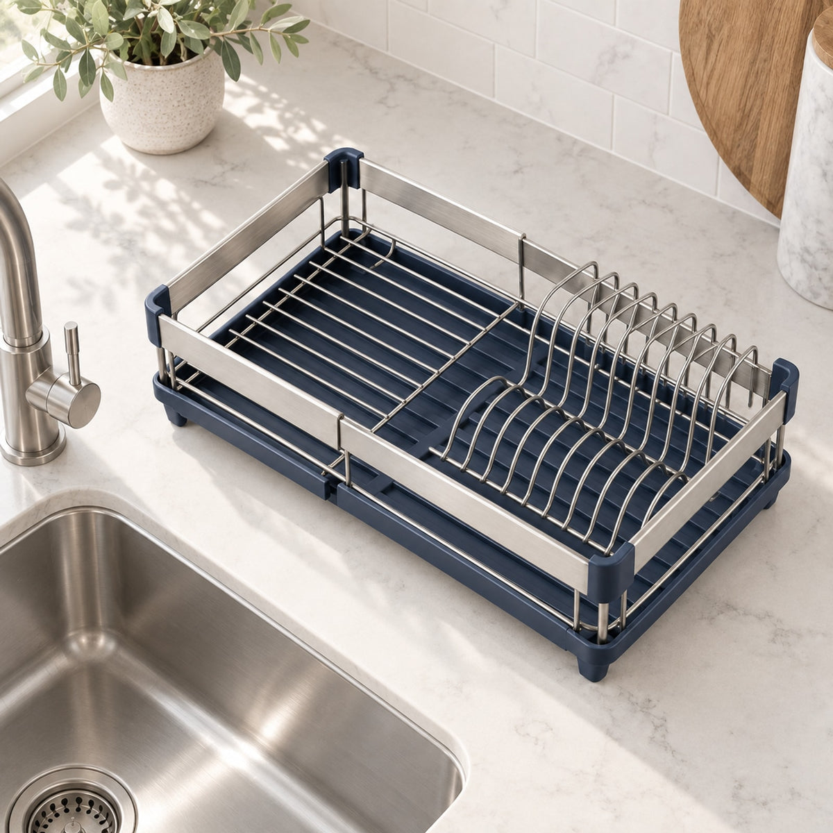 Expandable Dish Drying Rack: placement and selection context (concept preview; supplier design unconfirmed)
