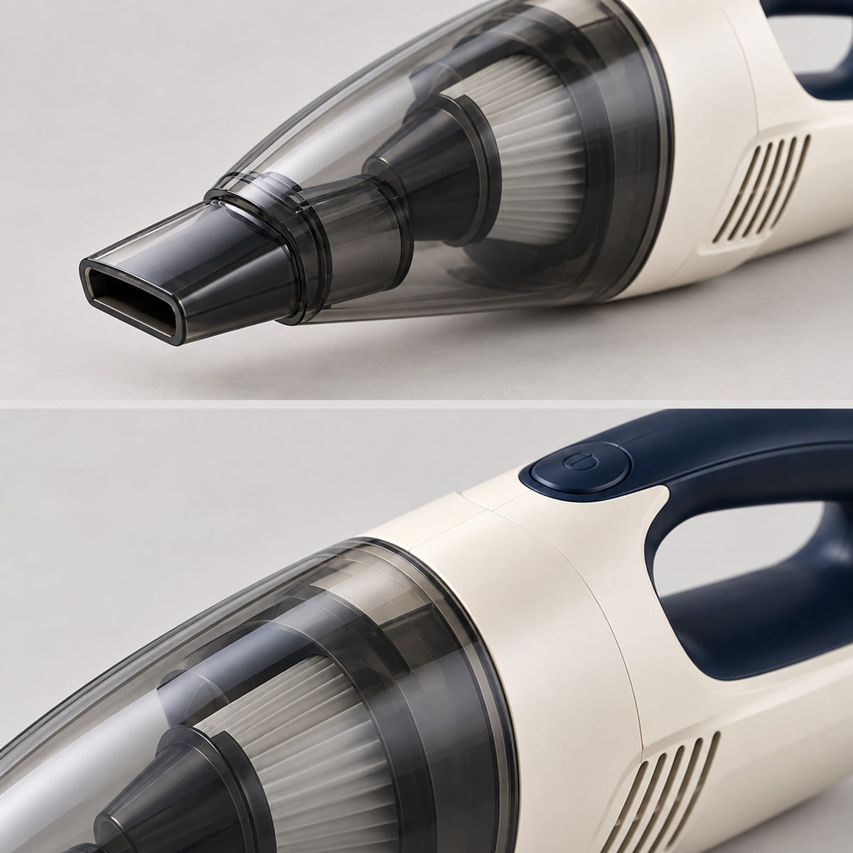Cordless Handheld Vacuum: structure close-ups (concept preview; supplier design unconfirmed)