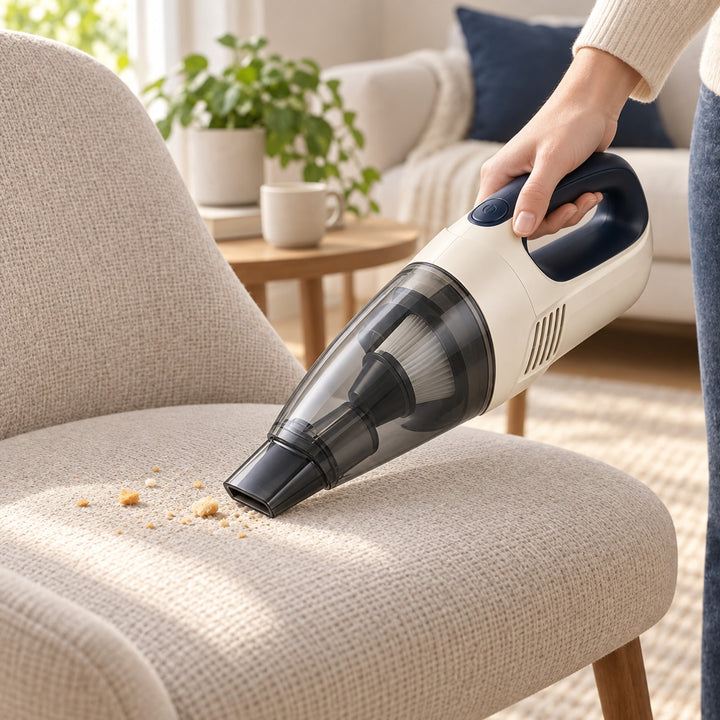 Cordless Handheld Vacuum: in-use setting (concept preview; supplier design unconfirmed)