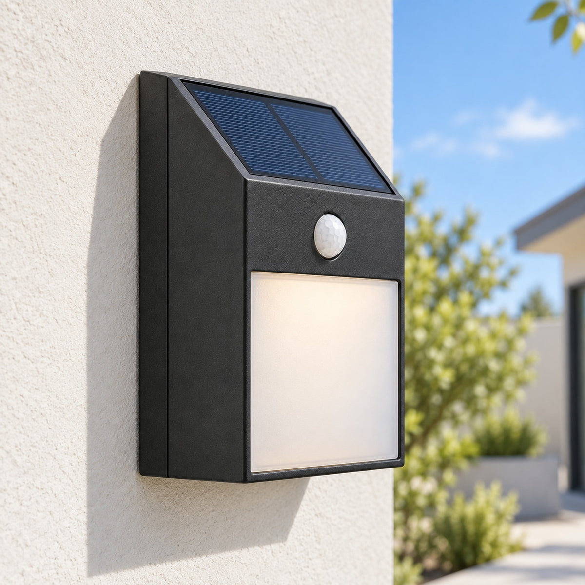 Motion-Sensor Solar Wall Light: placement and selection context (concept preview; supplier design unconfirmed)